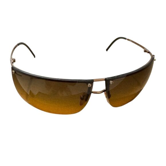 Gucci Shield Sunglasses Gold Tone Metal - Picture 1 of 10